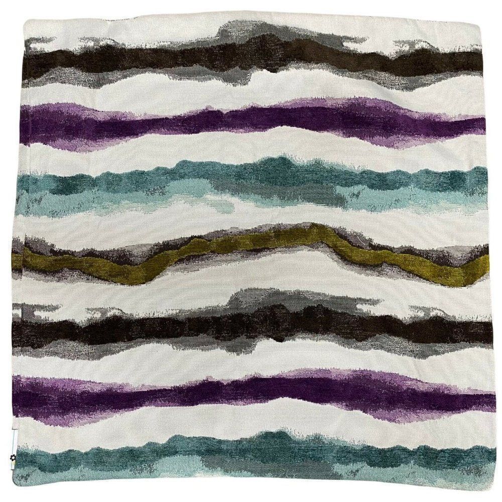 Abstract Brush Strokes Blue Purple Black Outdoor Throw Pillow Cover Case 19” MCM